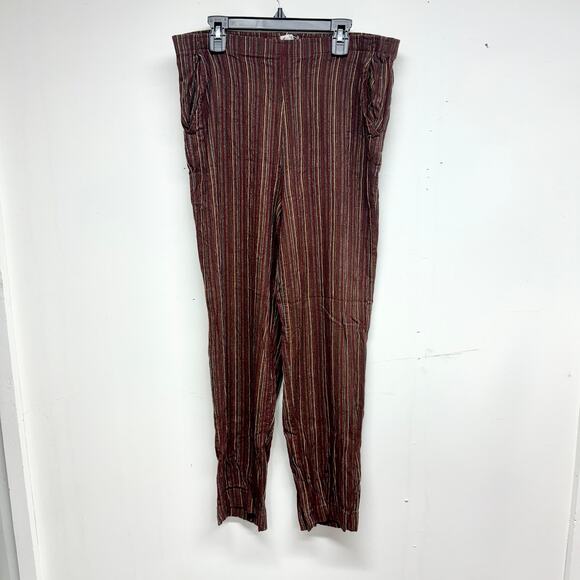 ISABELLA BIRD Women Vintage Retro Comfort Striped Brown & Red Pants Size SP - Picture 1 of 3
